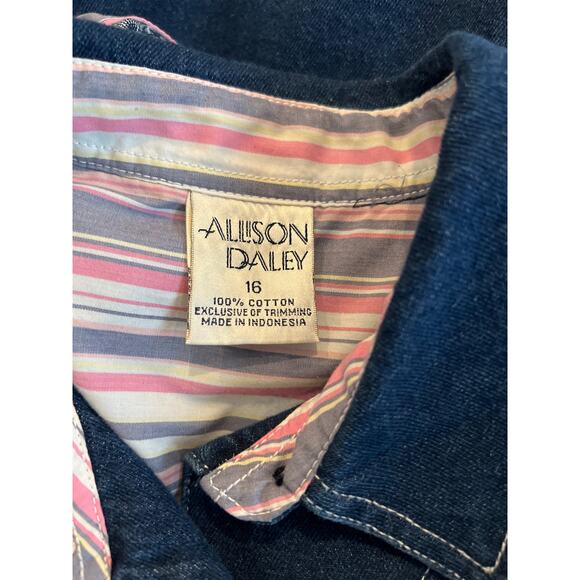 Allison Daley Denim Button Front Shacket Size 16 - Picture 3 of 4